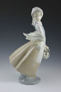 lladro nao porcelain girl with basket of apples perfect time