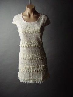 Ivory Lace Tiered Crochet Embroidery Romantic Victorian Evening Party 