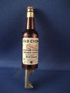 old crow whiskey mechanical metal bottle opener 