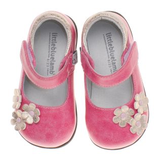Little Blue Lamb Pink Flower Mary Janes Leather Shoes Toddler Girl Sz 