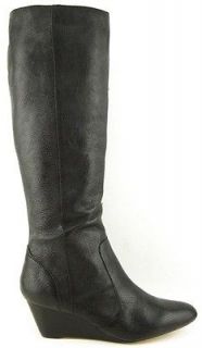 Cynthia Vincent Langley Black Leather Wedge Boots, NIB Size 10 $395