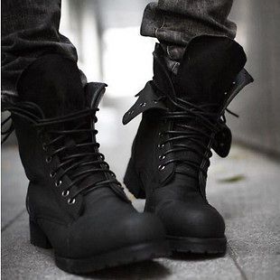   Combat boots Winter England style fashionable Mens short Black shoes