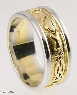 14K Gold Mens Claddagh Celtic Wedding Band Ring Made sz 10.5 v