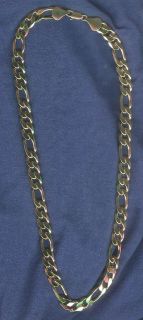 Newly listed MENS 14 KT GOLD EP 24 10 MM WIDE FIGARO BLING NECKLACE 