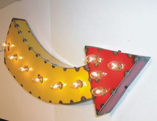   Arrow Vintage Industrial Hanging Metal Sign & Light Art by Mitch Levin
