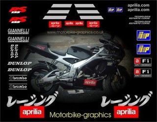 aprilia harada rs 125 motorbike decal graphic set from united