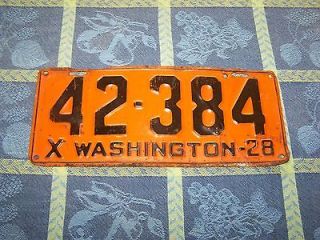 vintage 1928 washington state automobile license plate 