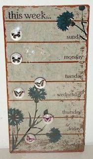 Lone Elm Butterfly Bachelor Button Weekly Schedule Metal Sign 
