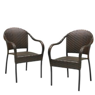   Outdoor Patio Furniture All weather PE Wicker Stackable Arm Chairs