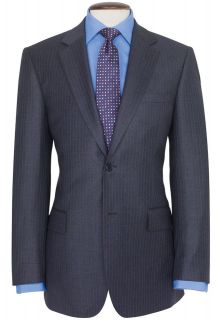 Cromford English Grey Stripe Flannel Suit, Wool Yorkshire Fabric 38 to 