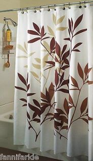 Newly listed BROWN & TAN LEAVES on WHITE FABRIC SHOWER CURTAIN 