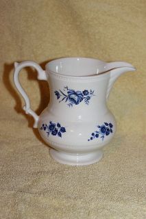 VINTAGE LORD NELSON POTTERY ENGLAND BLUE ROSES TRANSFERWARE PITCHER 6