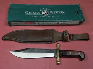 RARE US WESTERN COLEMAN W 49 HUGE BOWIE FIGHTING KNIFE SHEATH BOX