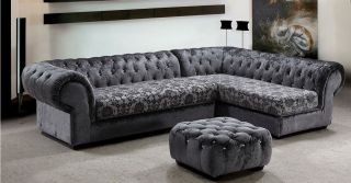 Metropolitan 2 piece MICROFIBER sectional sofa & ottoman with Crystals 