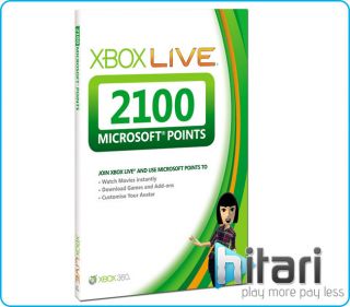 Xbox LIVE 2100 Microsoft Points Xbox 360 BRAND NEW & SEALED FREE UK 