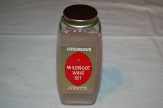 CIRCA 1950s BOTTLE OF LUXURIOUS WILDROOT WAVE SET WITH LANOLIN   NEW 