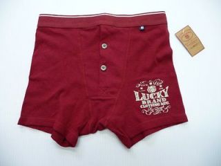 Lucky Brand Mens Size S M L Red Button Fly Boxer Brief Underwear NEW