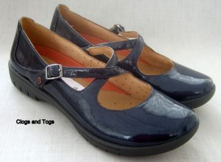 NEW CLARKS UNSTRUCTURED UN LADY NAVY PATENT SHOES