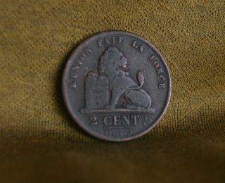 1836 Belgium 2 Centimes Copper World Coin Belges Lion Two Cents KM4.2