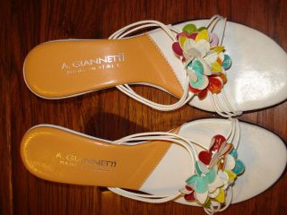 giannetti white flowers sandals slides 7 5 spring time