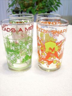 looney tunes glasses set of 4 bugs foghorn yosemite time