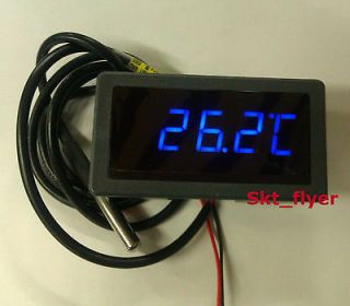 Blue LED Digital Car Temperature Meter Thermometer  55 125°C DS18B20 