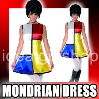 MONDRIAN DRESS WOMENS FANCY DRESS COSTUME 1960S 60S MOD GROOVY 