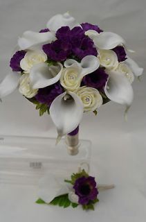 Wedding bridal bouquet   Calla Lily, Rose and Anemones bridal bouquet