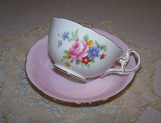 ROYAL CRAFTON Pastel Pink Bone China Cup and Saucer Made in England