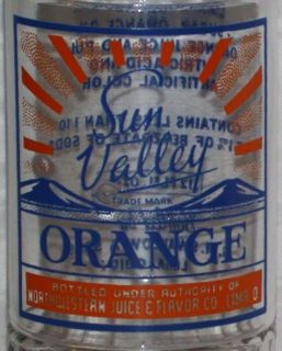  pop bottle SUN VALLEY ORANGE Swallow Lima Ohio new old stock n mint+