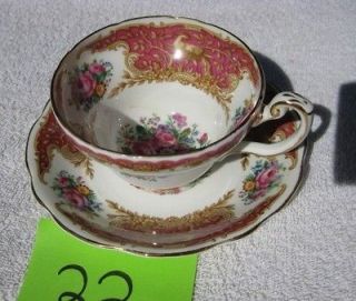 Foley Montrose Cup & Saucer with gold gilt pink floral bone china # 22