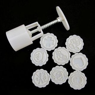 Newly listed Moon Cake Mold Mould Maker Flowers Round 8 Stamps Kitchen 