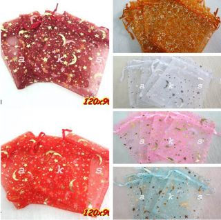5x3.5 Moon and Star Design Organza Christmas Jewelry Candy Gift 