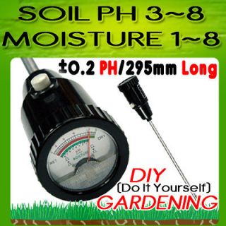 Soil pH and Moisture Level Meter Tester, 295mm Long Electrode
