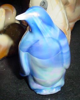 vintage fenton irridescent blue slag penquin figurine 