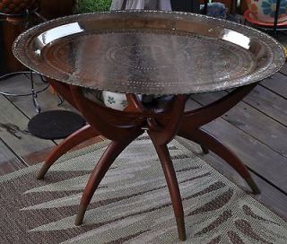 vintage 1950 s moroccan style metal table mahogany base time