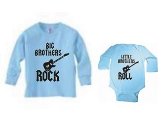 BIG BROTHERS ROCK LITTLE BROTHERS ROLL SET OF 2 BLUE TSHIRT & BODYSUIT 
