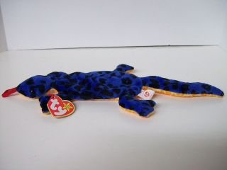 Ty Beanie Babies~4th Generation~Lizzy the Blue Lizard~Good Heart Tag 