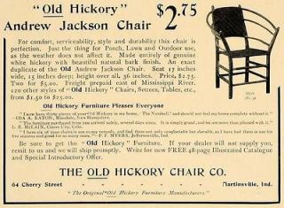   Old Hickory Chair Andrew Jackson Martinsville   ORIGINAL ADVERTISING