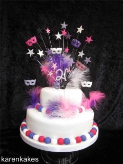 MASQUERADE MASK BIRTHDAY CAKE TOPPER   ANY COLOURS   18th 21st 30th 