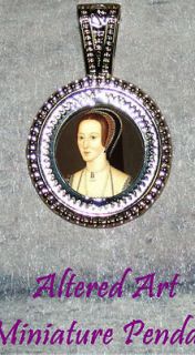 Tudor Queen ANNE BOLEYN Altered Art Gold Ornament Frame Pendant for 