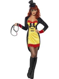 Adult Womens Sinister Sinful Ringmaster Halloween Fancy Dress Costume 