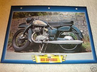 1955 nsu supermax motorcycle print 7x10 picture card from canada