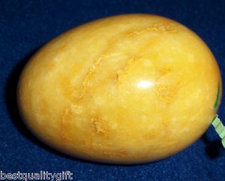 GENUINE MARBLE STONE YELLOW EASTER EGG HAND CARVED NEW