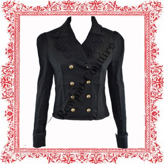 HELL BUNNY/ SPIN DOCTOR LUCILE BLACK GOTH MILITARY JACKET COAT