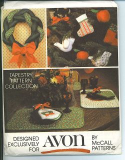 Vintage AVON McCall ChristmasTapestry PatternStockings,Decor UNCUT 