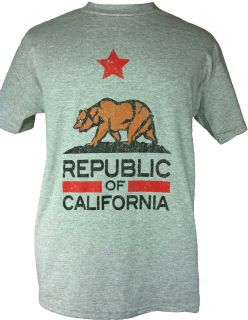 NEW CALIFORNIA REPUBLIC STATE FLAG T SHIRT GRAY 4 SIZES AVAILABLE