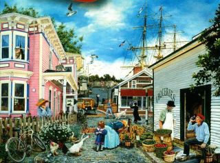   SEACOVE VILLAGE Harbor Seaport Ship Geese BOXLESS Puzzle *NEW
