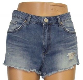 Distressed Midwash High Waisted Hotpants / Shorts UK Size 4 6 8 10 12 