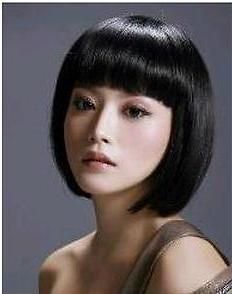 fashion styles short black human made wig free cap from